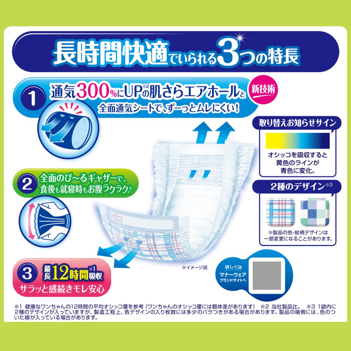 マナーウェア 長時間快適オムツ 男の子用 L 36枚 12袋 ペット】マナー