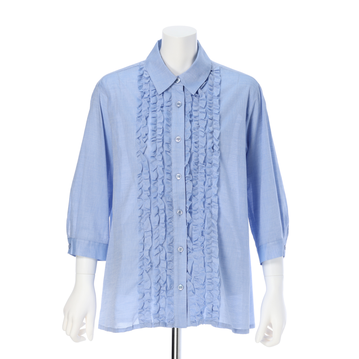 【cottonroll】播州織 フリル使いブラウス