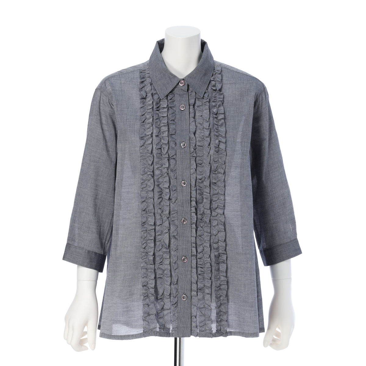 【cottonroll】播州織 フリル使いブラウス