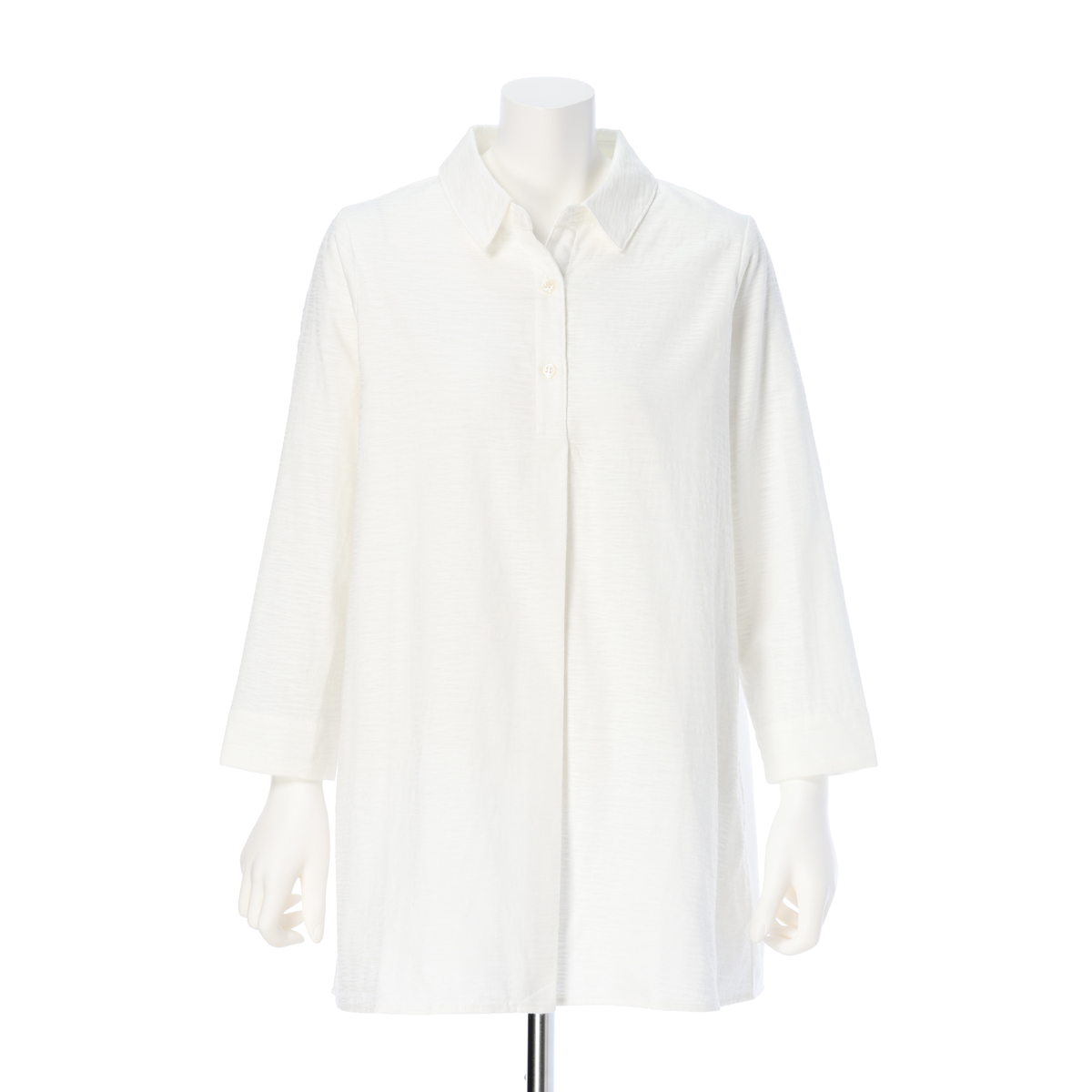 【cottonroll】播州織 Crash スキッパーチュニックブラウス　