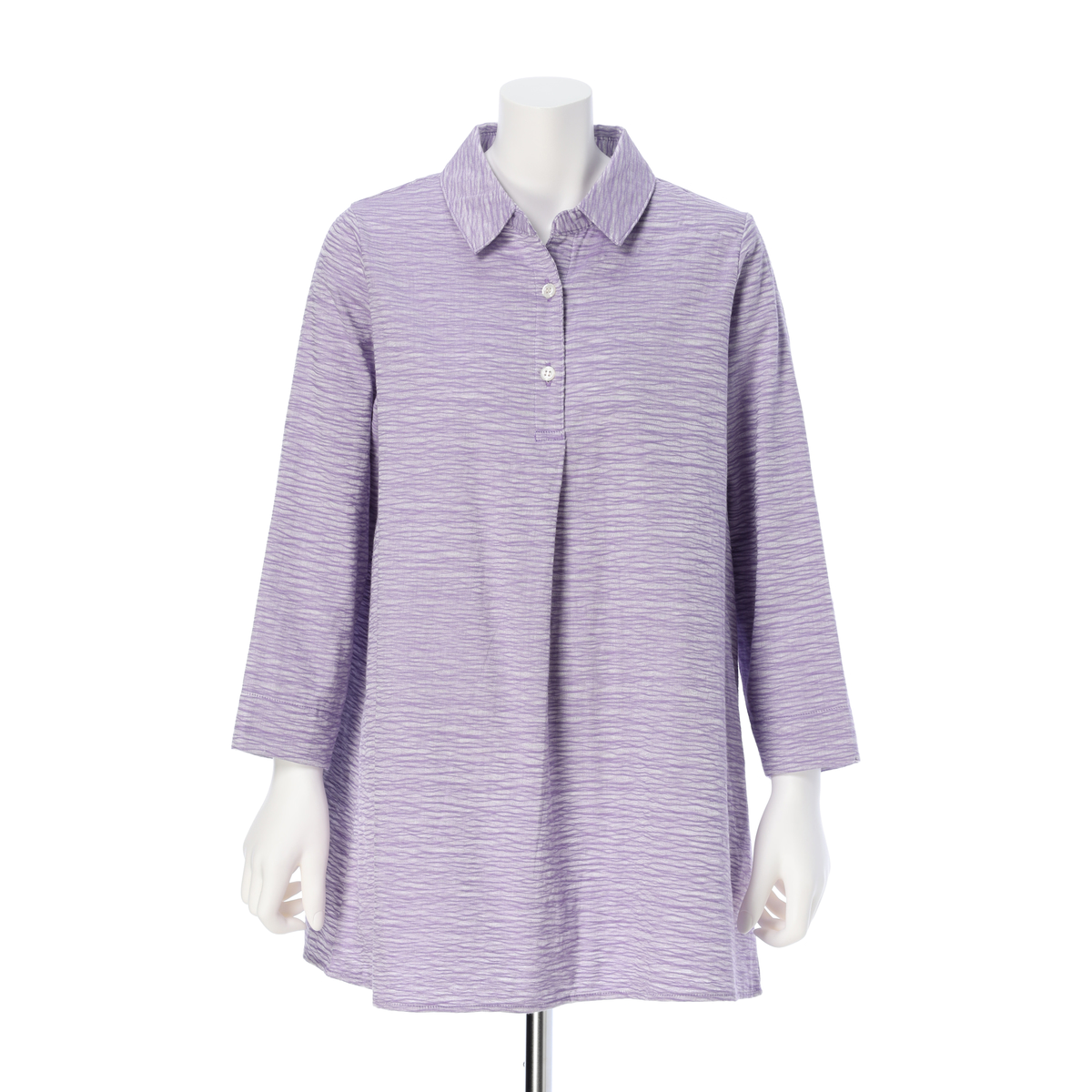 【cottonroll】播州織 Crash スキッパーチュニックブラウス　