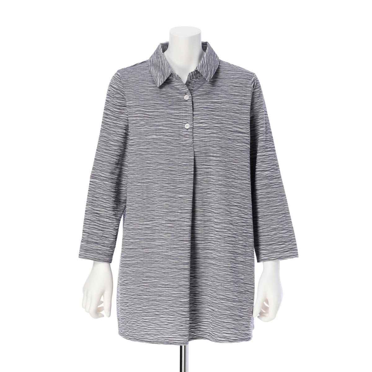 【cottonroll】播州織 Crash スキッパーチュニックブラウス　