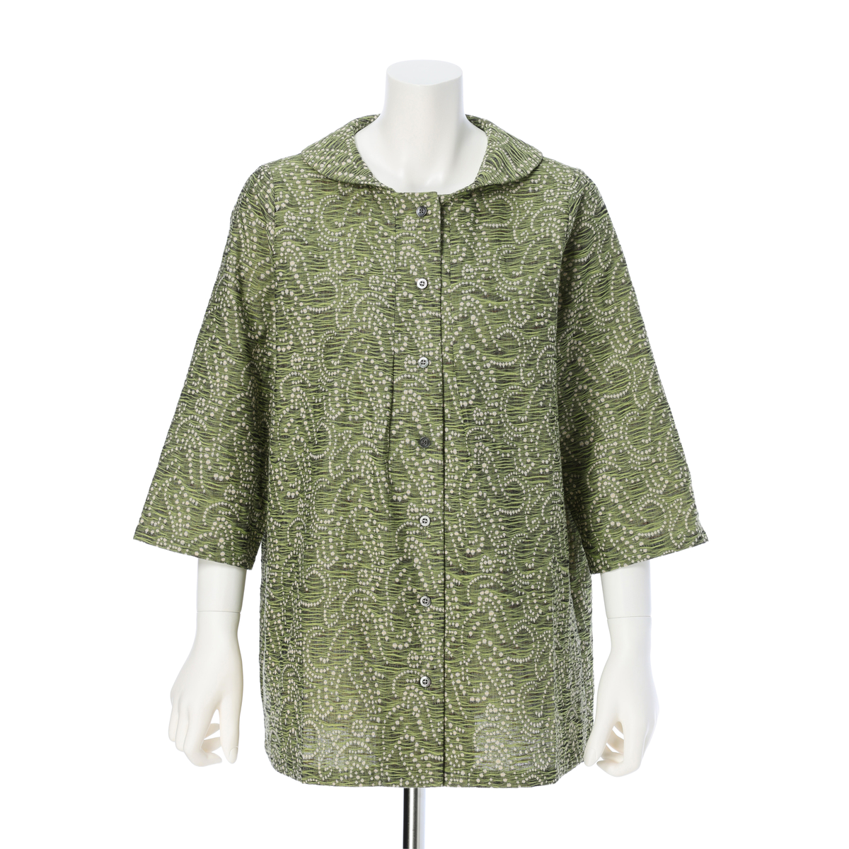 【cottonroll】播州織 Crash へちま衿チュニック　