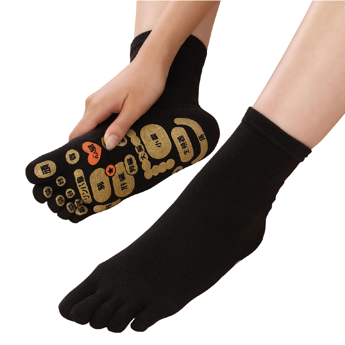 TSUBOレシピPLUS両面足つぼ5本指ソックス 22-25cm