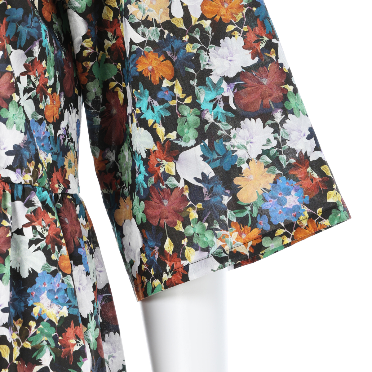 【Futuristic Floral】チビ衿ピンタック前開きワンピース