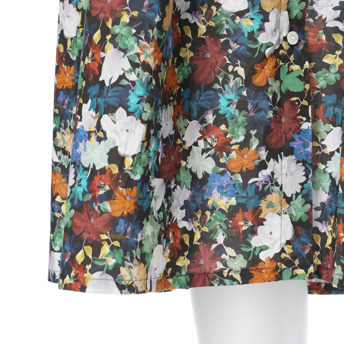 【Futuristic Floral】チビ衿ピンタック前開きワンピース