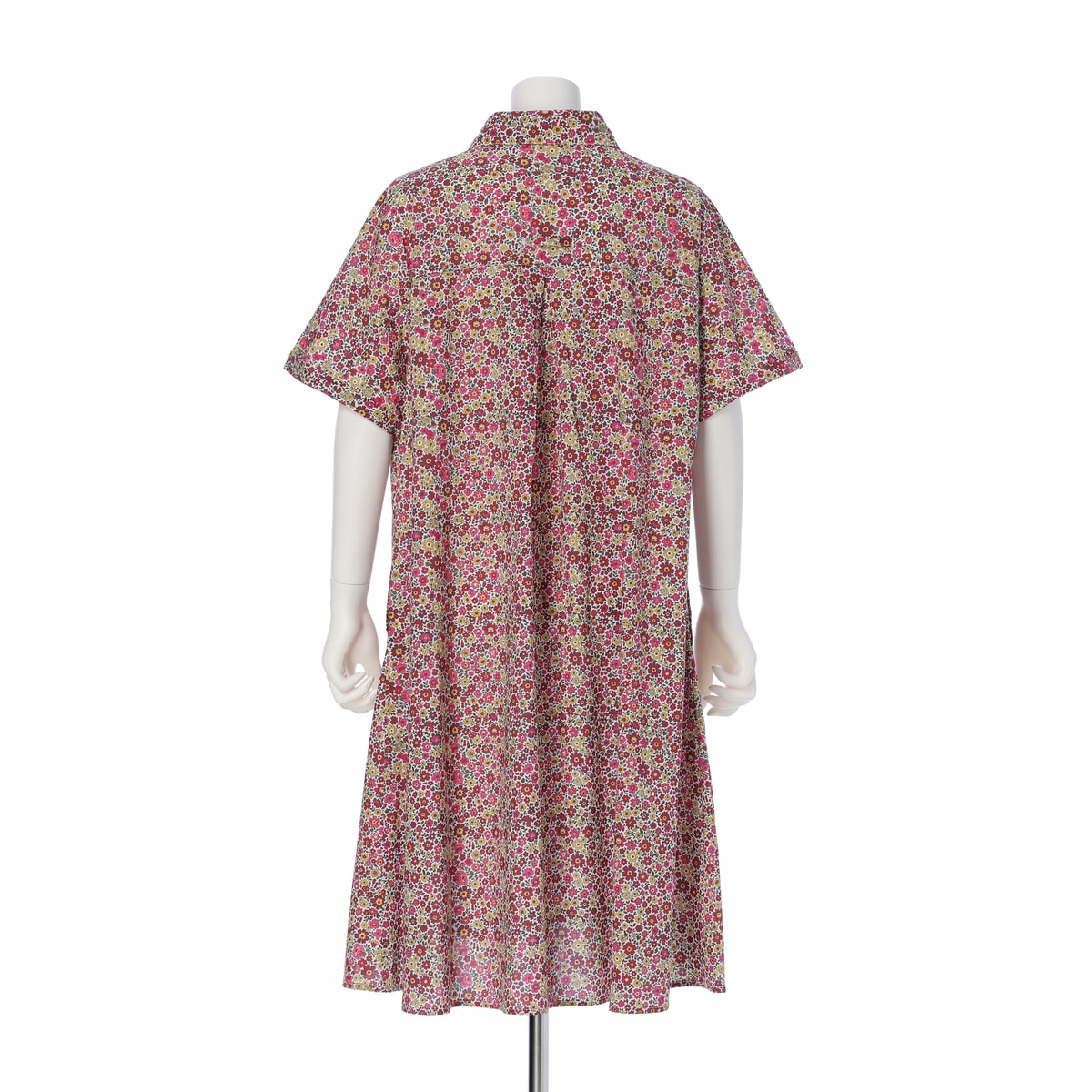 LIBERTY 花柄 半袖ワンピース リバティプリント風花柄衿付半袖ワンピース | かぜとゆきオンライン