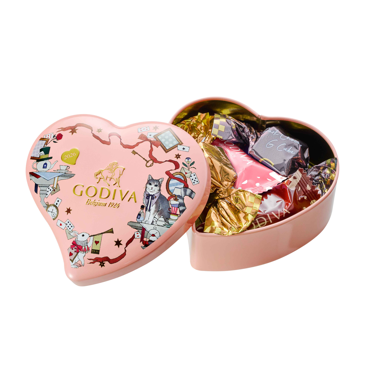 ゴディバ G キューブ ＆ G クリスピー ハート缶 6粒入 260901 | かぜ