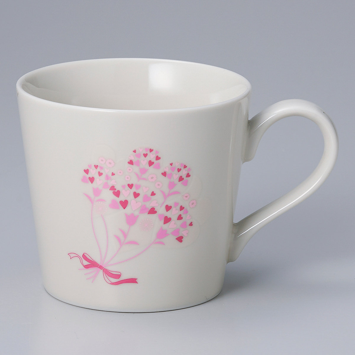 【丸モ高木陶器】温感マグ　ハートで伝えるフラワーマグカップ　NB