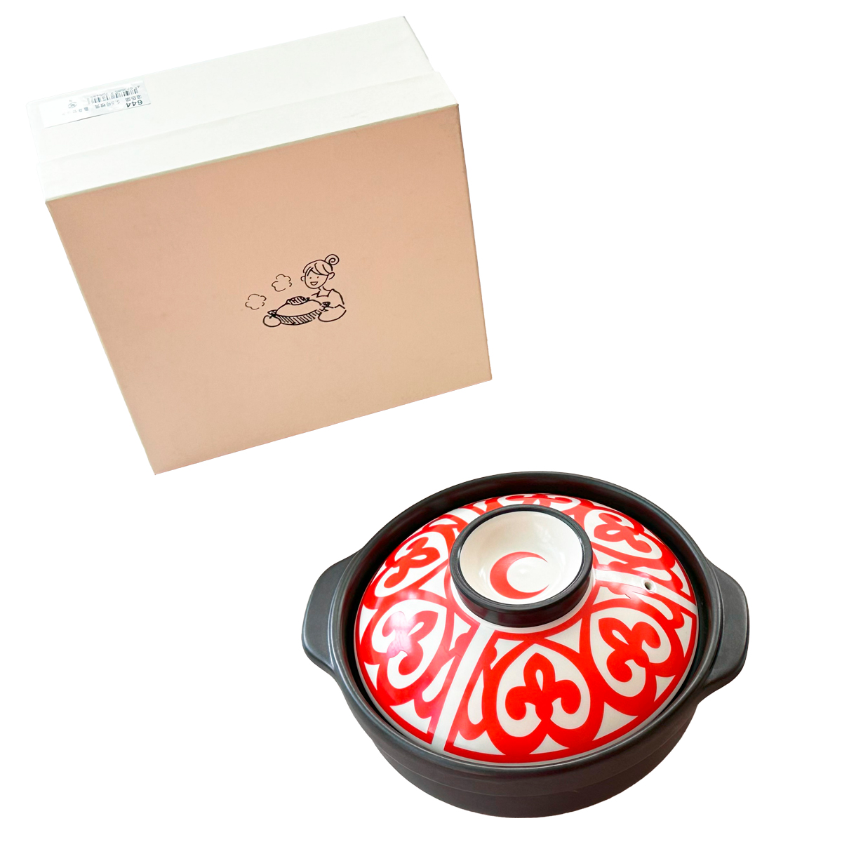 【丸モ高木陶器】温感鍋　5.5号鍋橙黄　蓋身セット