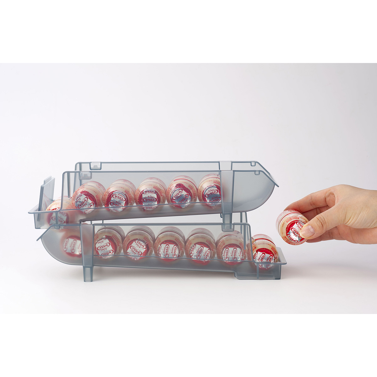 転がる乳酸菌ドリンクストッカー2段 クリアグレー
