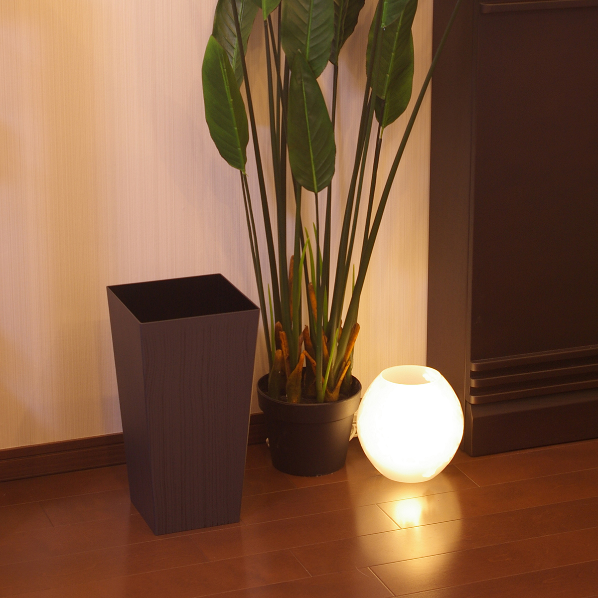ダストBOX L 角 ウッドグレイン ブラック