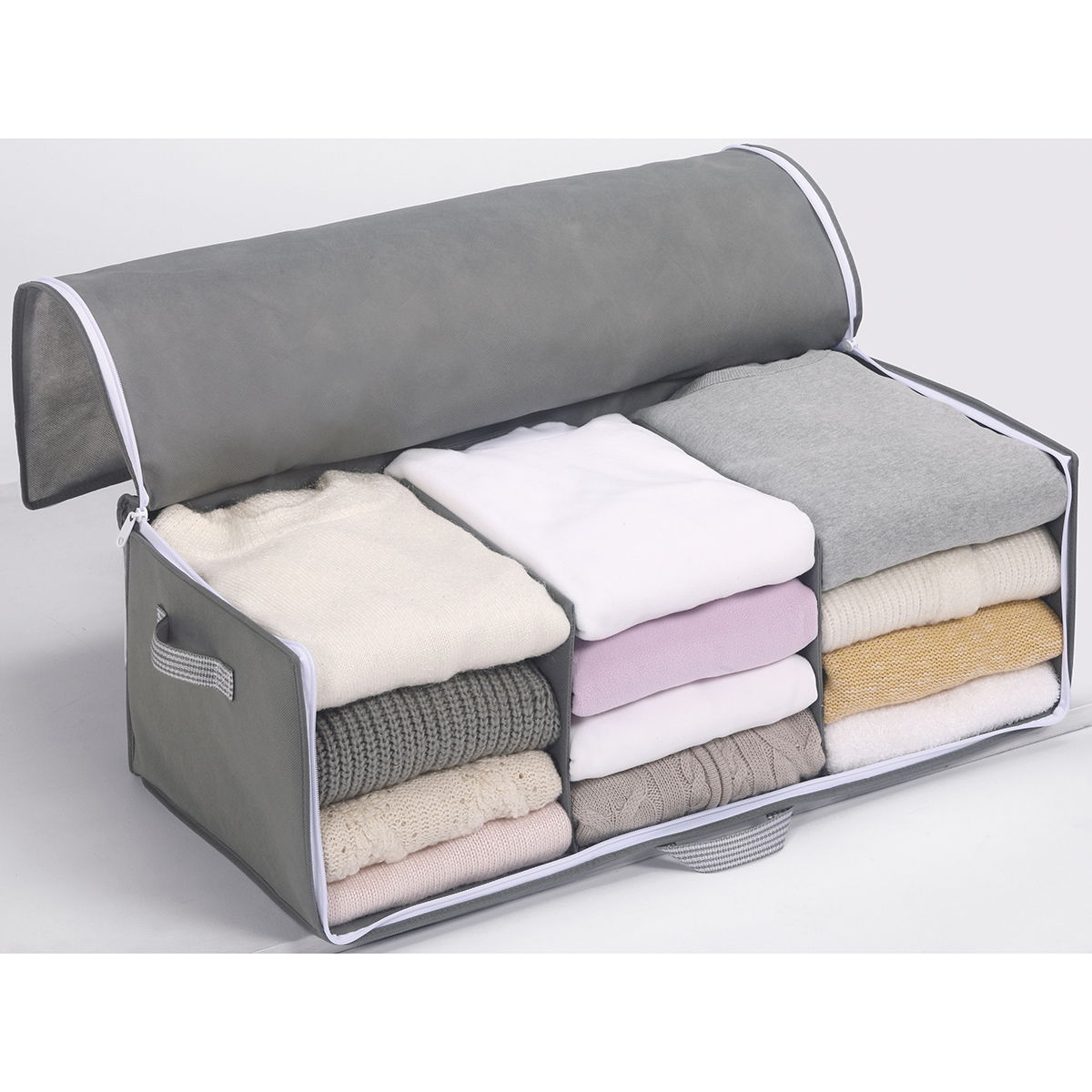 衣類用がばっと収納袋2 Lサイズグレー 70×32×24cm