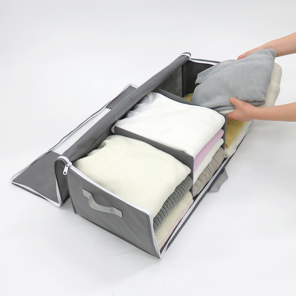 衣類用がばっと収納袋2 Lサイズグレー 70×32×24cm