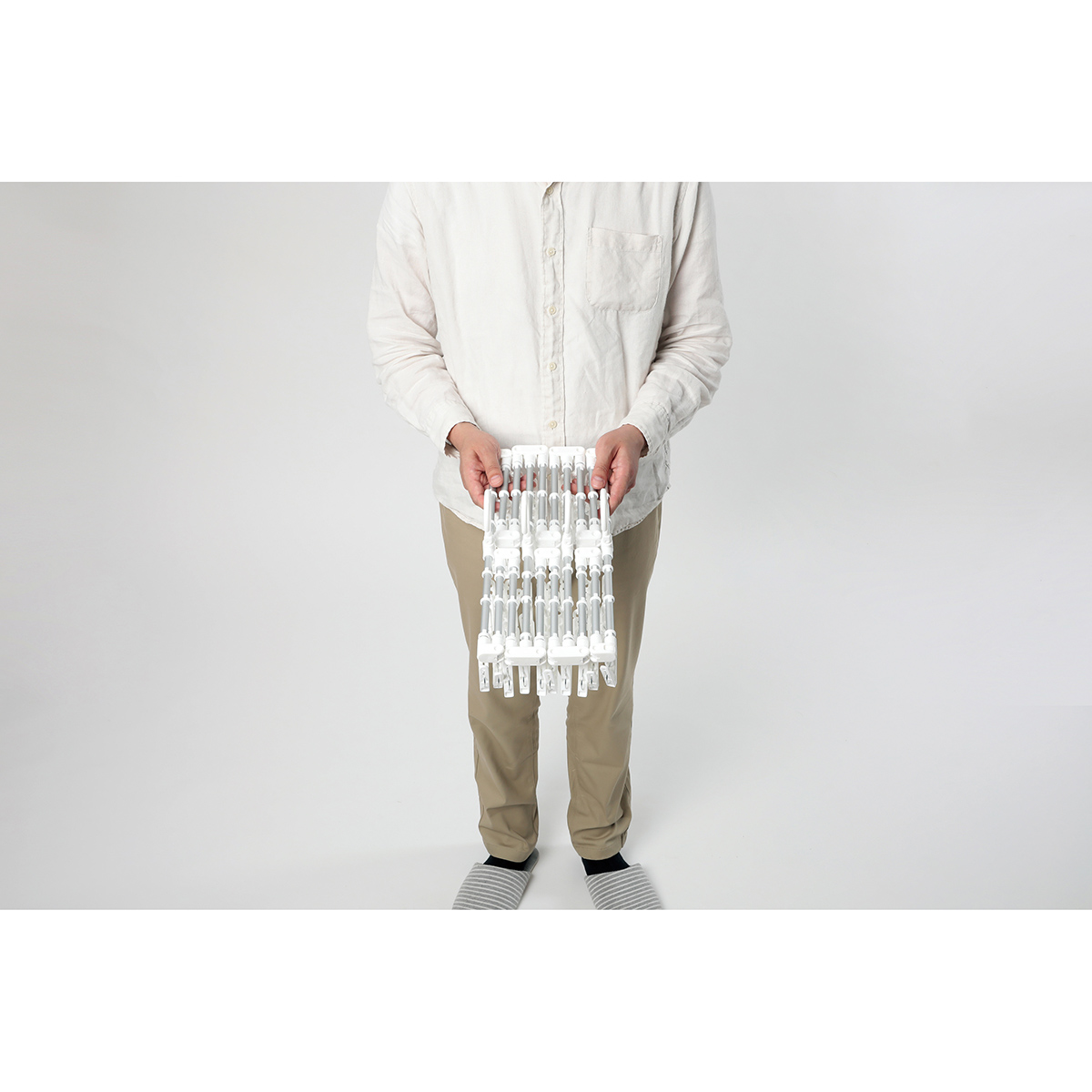 JD伸縮アルミ角ハンガーワイド ピンチ60個付 ホワイト