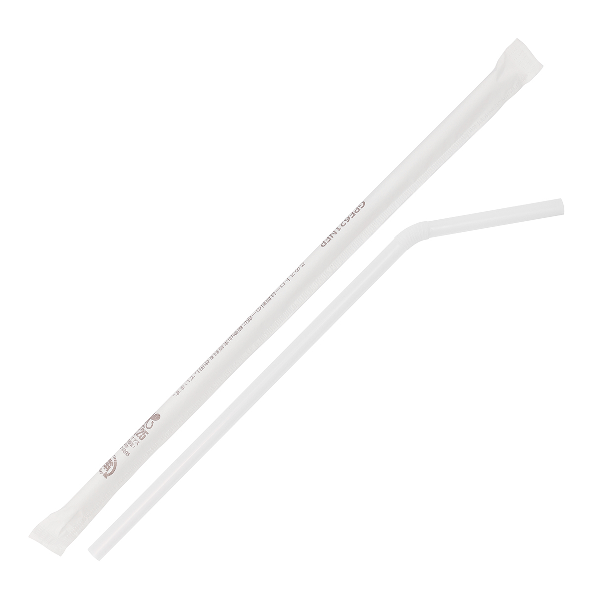 曲がるバイオマスストロー　半透明　紙袋入　径６×２１０ｍｍ　５００本入