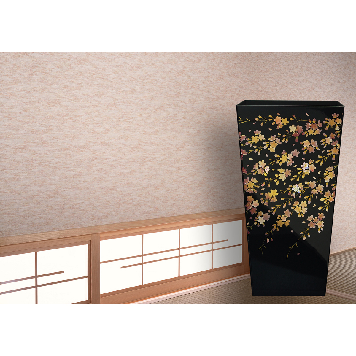 ダストボックス　Ｌ角　桜　ブラック