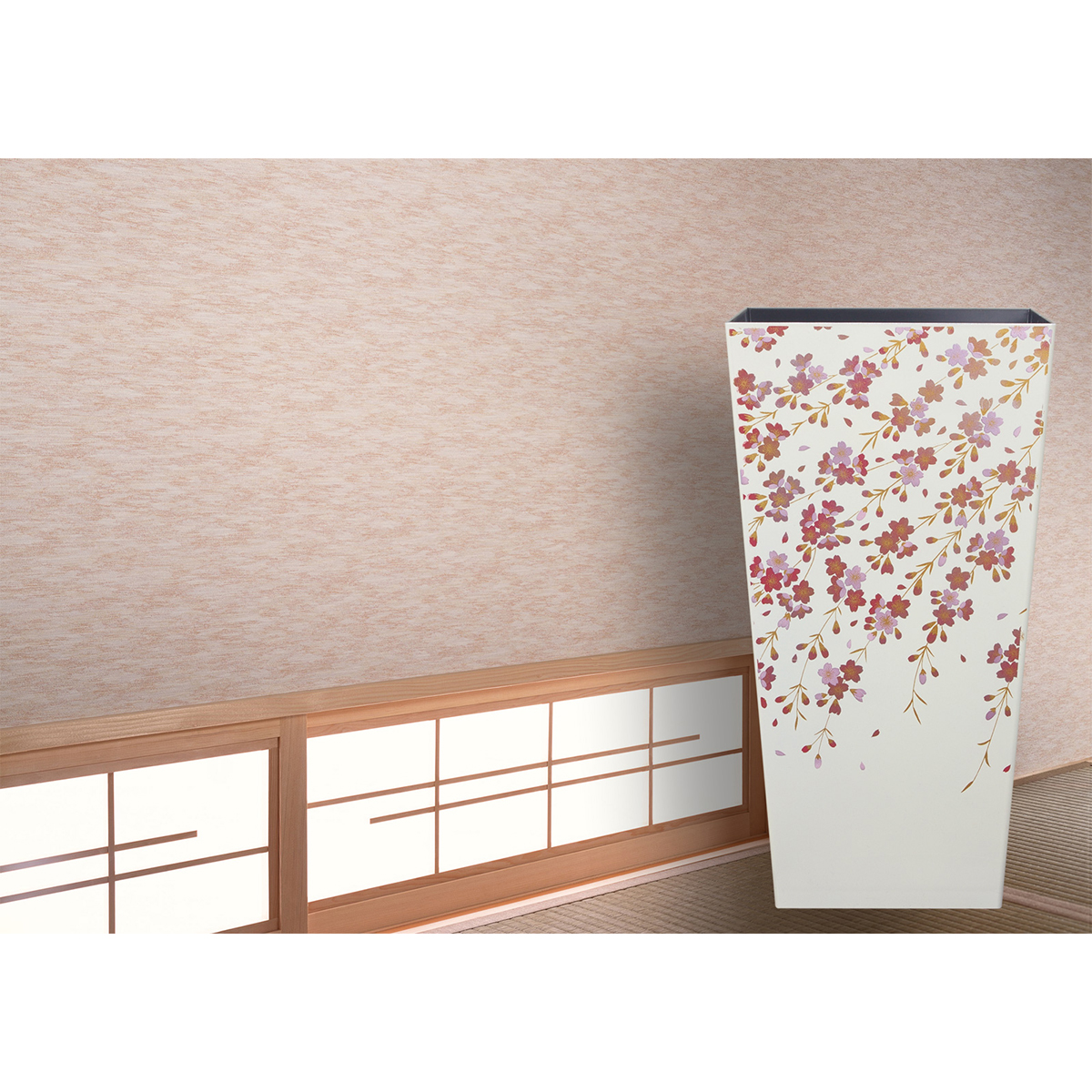 ダストボックス　Ｌ角　桜　ホワイト