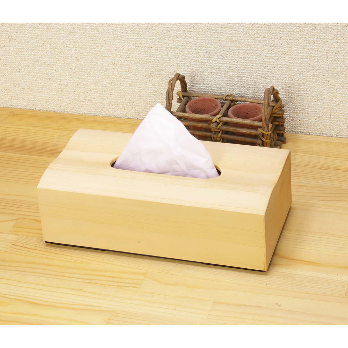 ナチュラルウッド　ティッシュボックス　イエローメープル