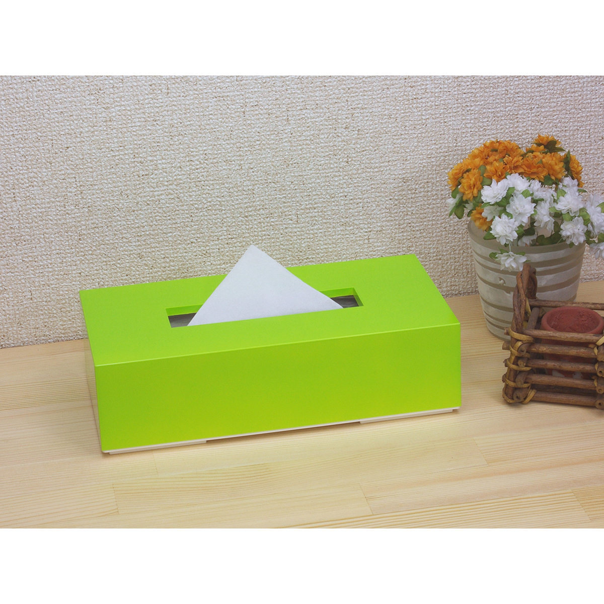 ティッシュボックス　カラー　グリーン