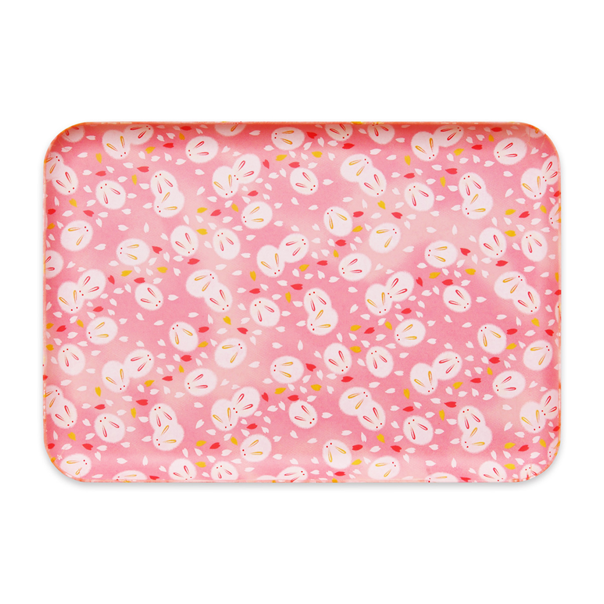 ＣＮ花友禅和紙トレー　Ｍ角　桜雪うさぎ　ピンク