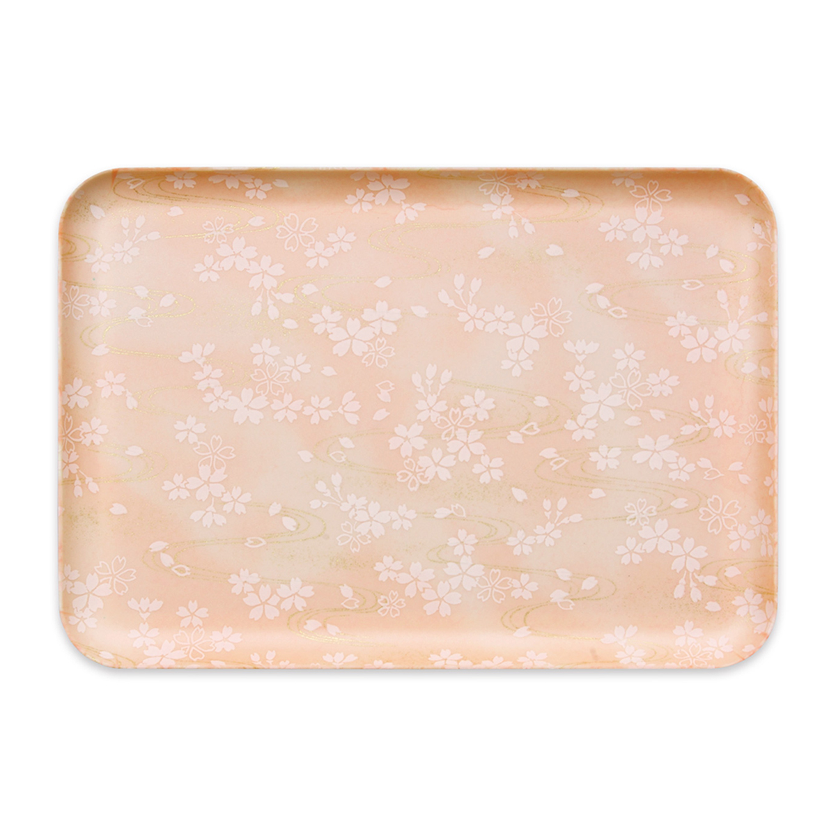 ＣＮ花友禅和紙トレー　Ｍ角　桜流水紋　ピンク