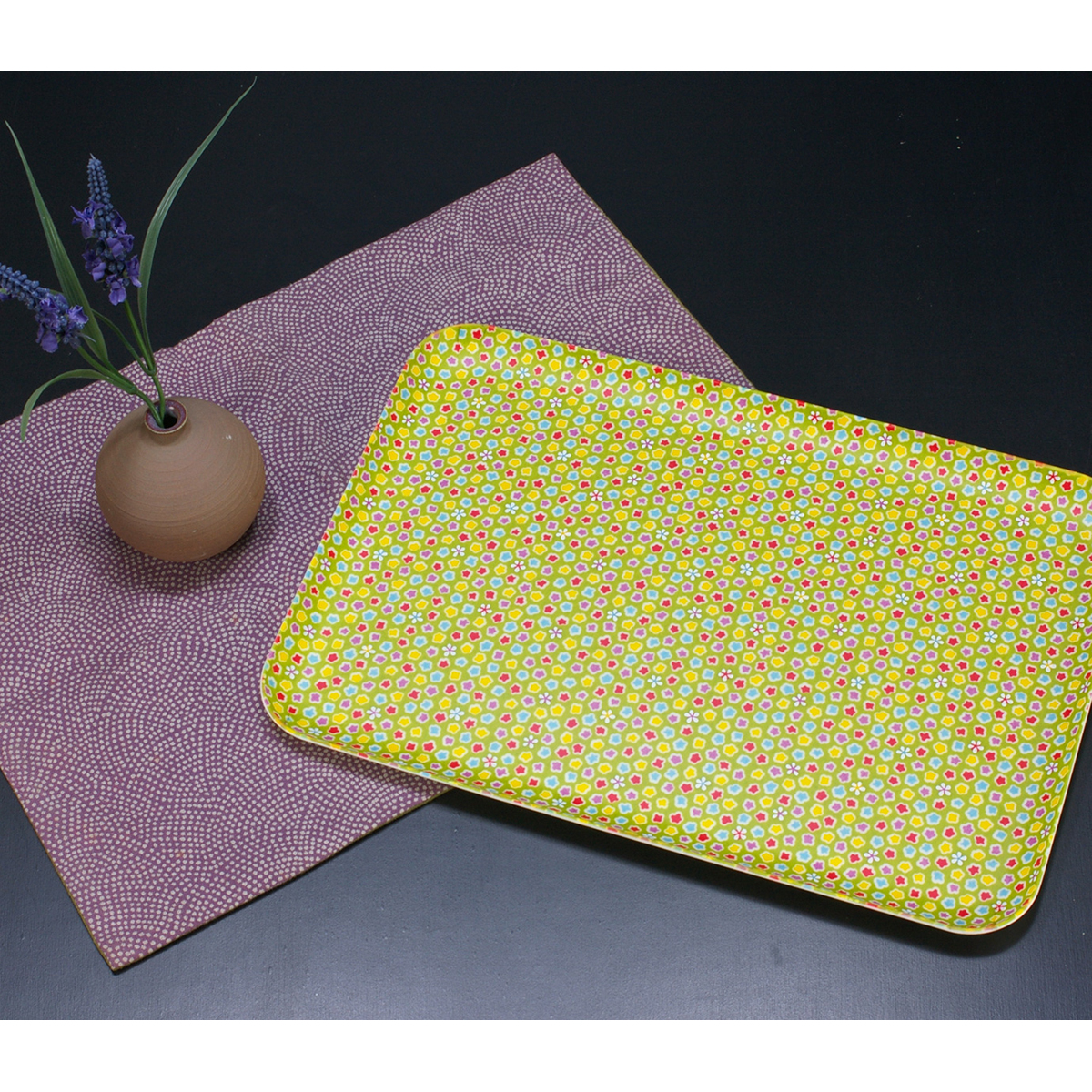 ＣＮ花友禅和紙トレー　Ｍ角　桜こんぺいとう　グリーン