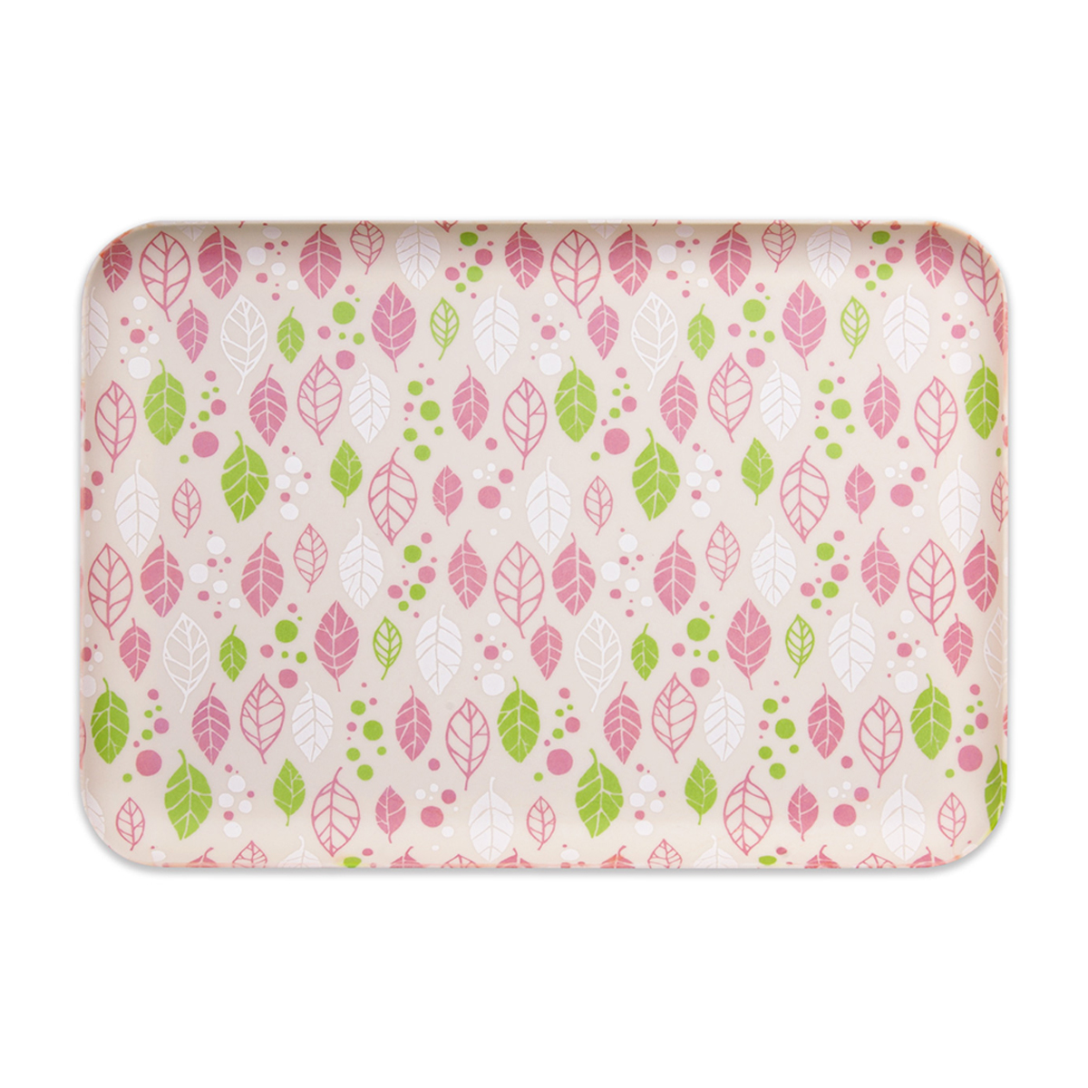 ＣＮ花友禅和紙トレー　Ｍ角　スプリングリーフ　ピンク