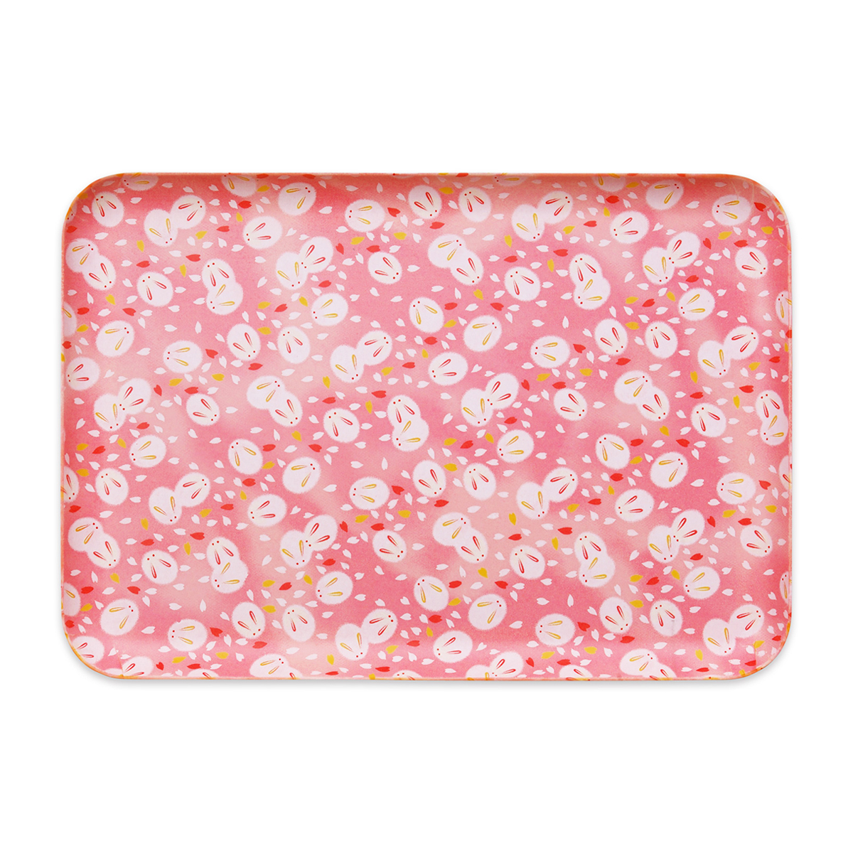 ＣＮ花友禅和紙トレー　Ｌ角　桜雪うさぎ　ピンク