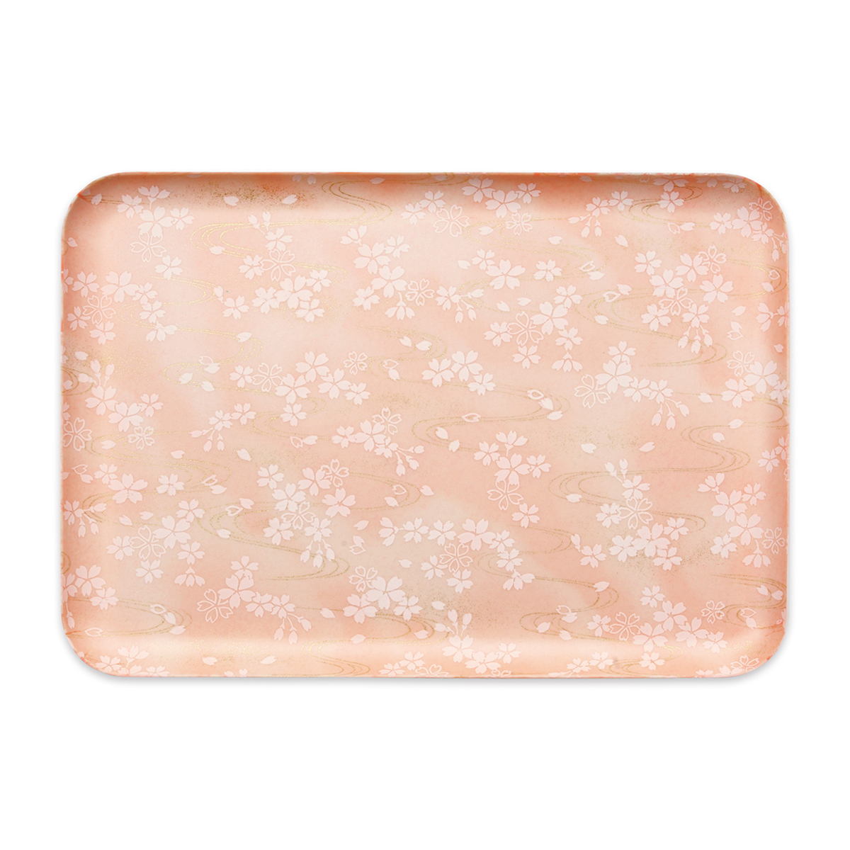 ＣＮ花友禅和紙トレー　Ｌ角　桜流水紋　ピンク