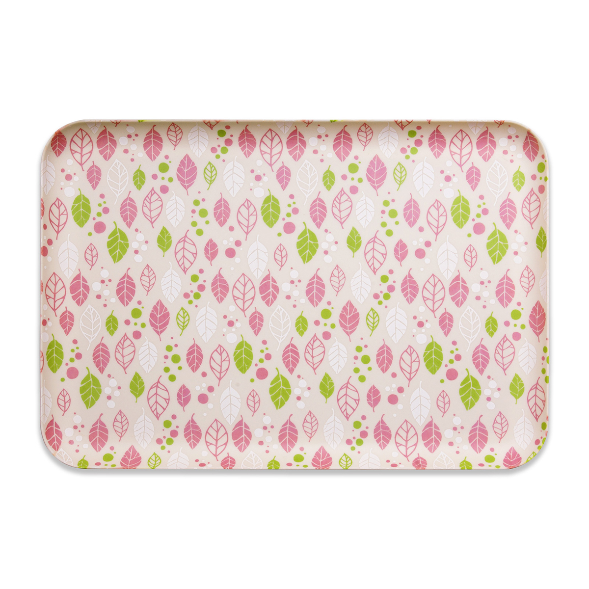 ＣＮ花友禅和紙トレー　Ｌ角　スプリングリーフ　ピンク