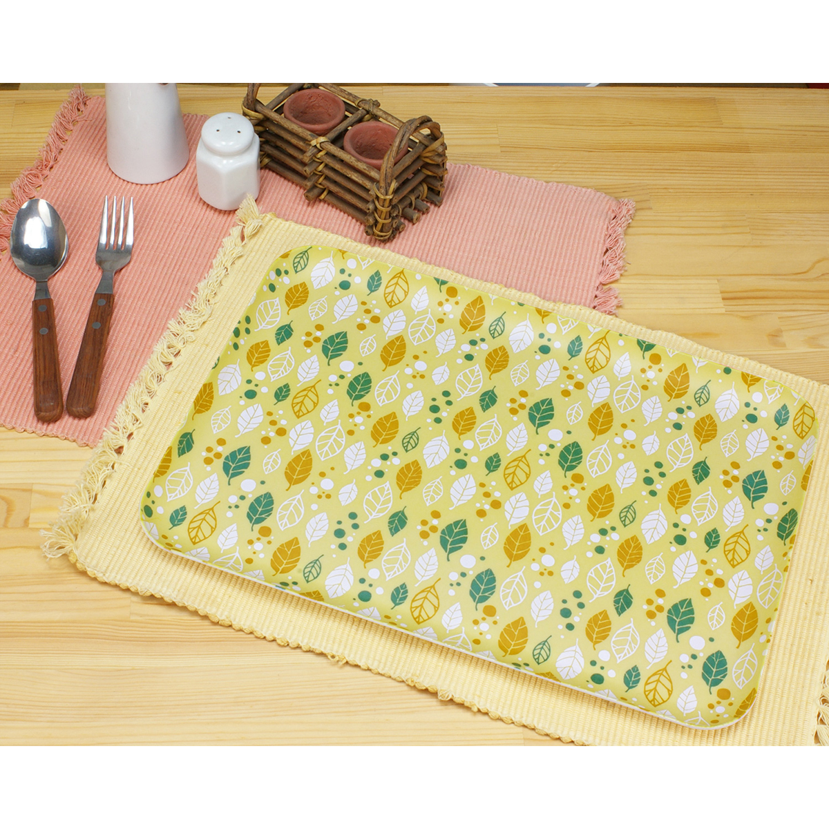 ＣＮ花友禅和紙トレー　Ｌ角　オータムリーフ　イエロー