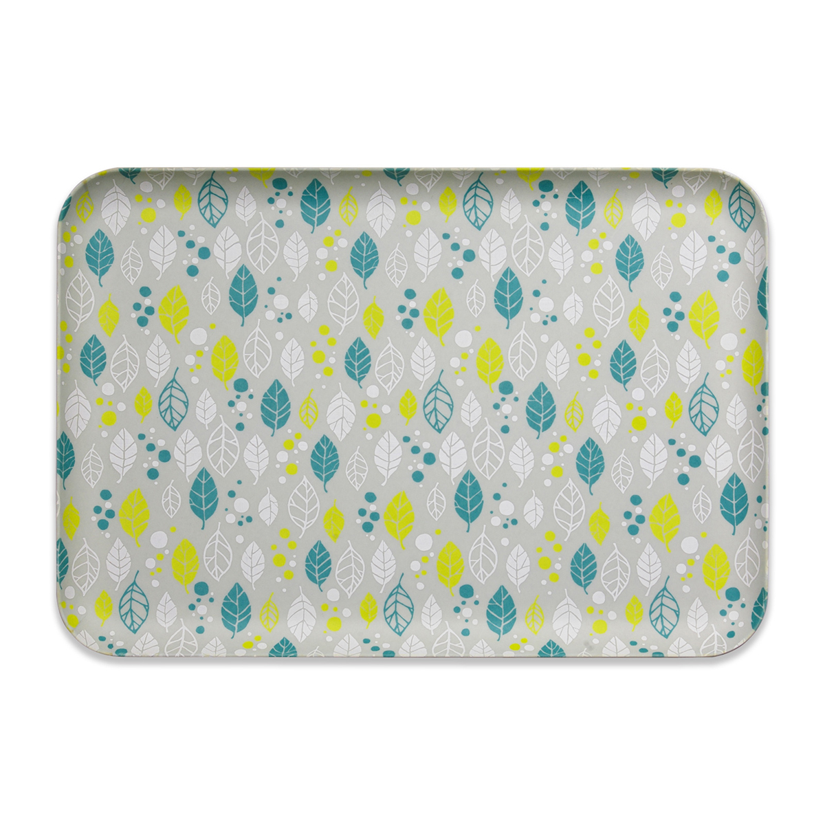 ＣＮ花友禅和紙トレー　Ｌ角　ウインターリーフ　グレー