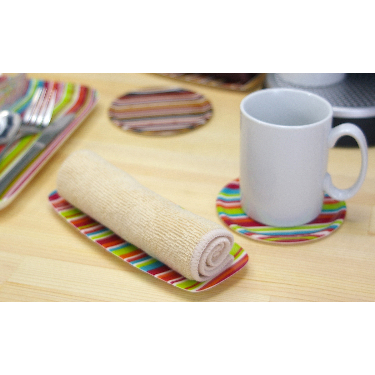 おしぼり入れ　ミラノストライプ／レッド