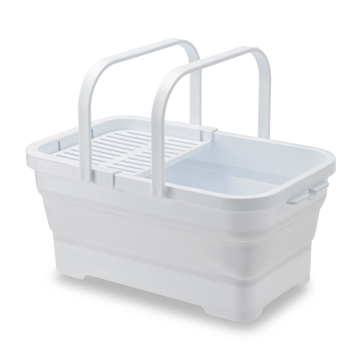 伊勢藤　おりたためるバスケット１５Ｌ　ちょい置きトレー付き　　ホワイト