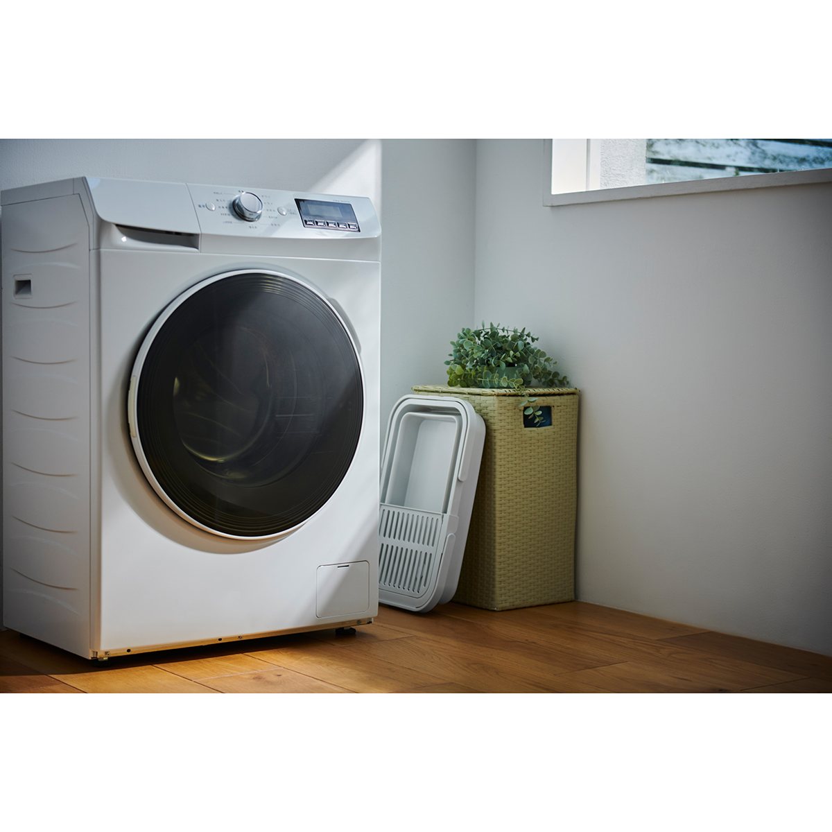 伊勢藤　おりたためるバスケット１５Ｌ　ちょい置きトレー付き　　グレー