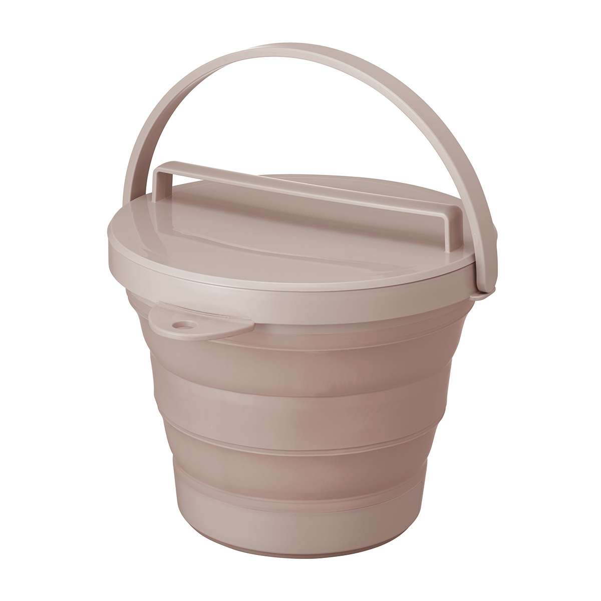 伊勢藤　おりたためるバケツ８Ｌ　フタ付き　　ベージュ