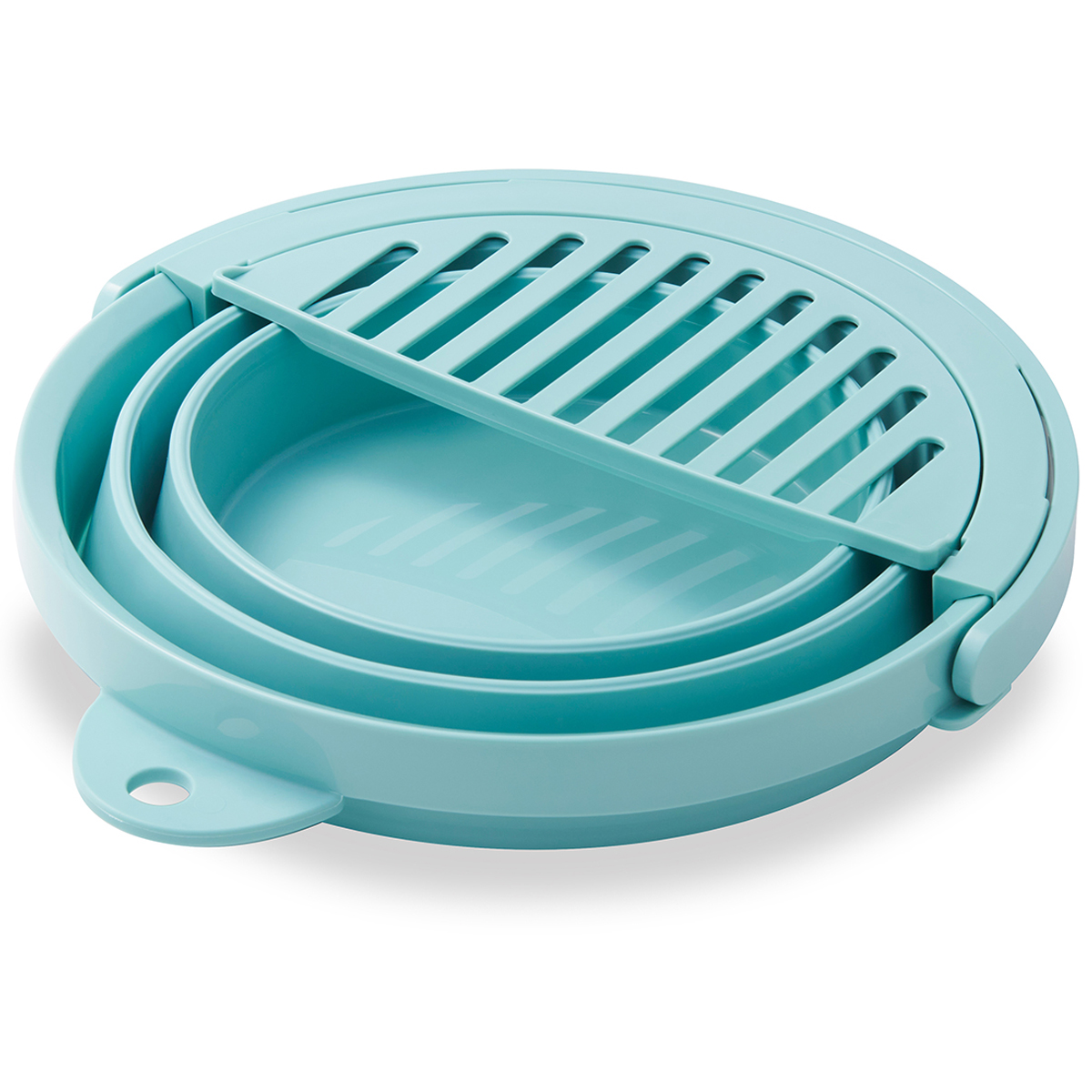 伊勢藤　おりたためるバケツ８Ｌ　ちょい置きトレー付き　　ミントグリーン