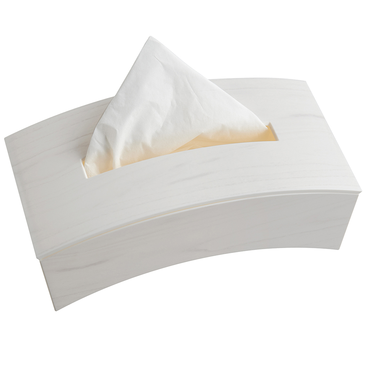 伊勢藤　ティッシュケースＢｏｗ　ウッディホワイト