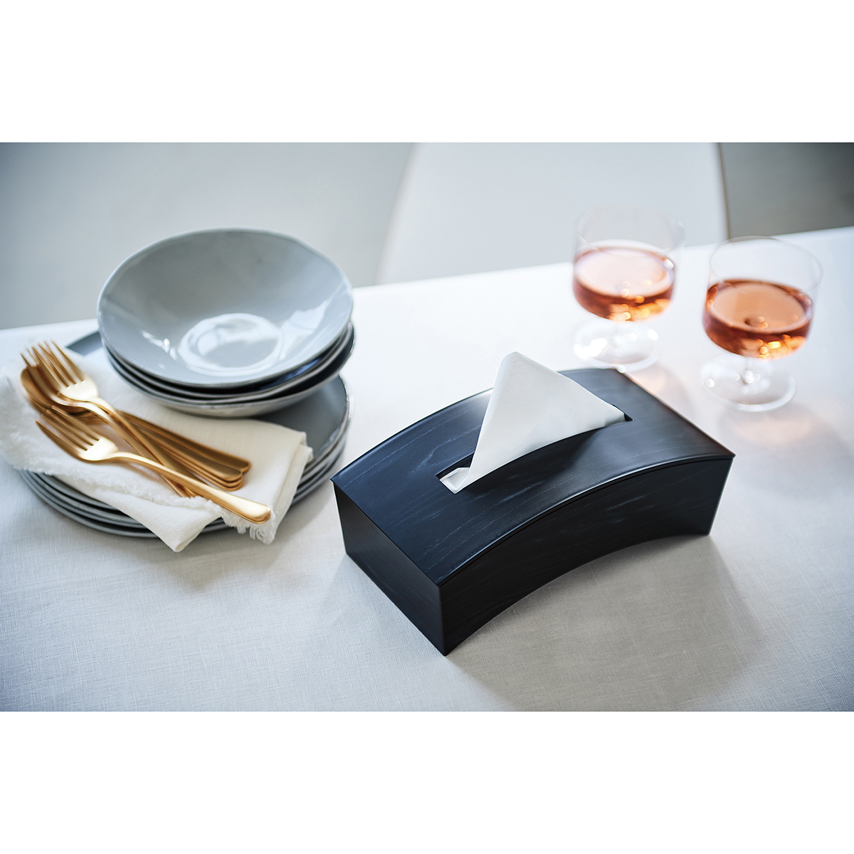 伊勢藤　ティッシュケースＢｏｗ　ウッディブラック