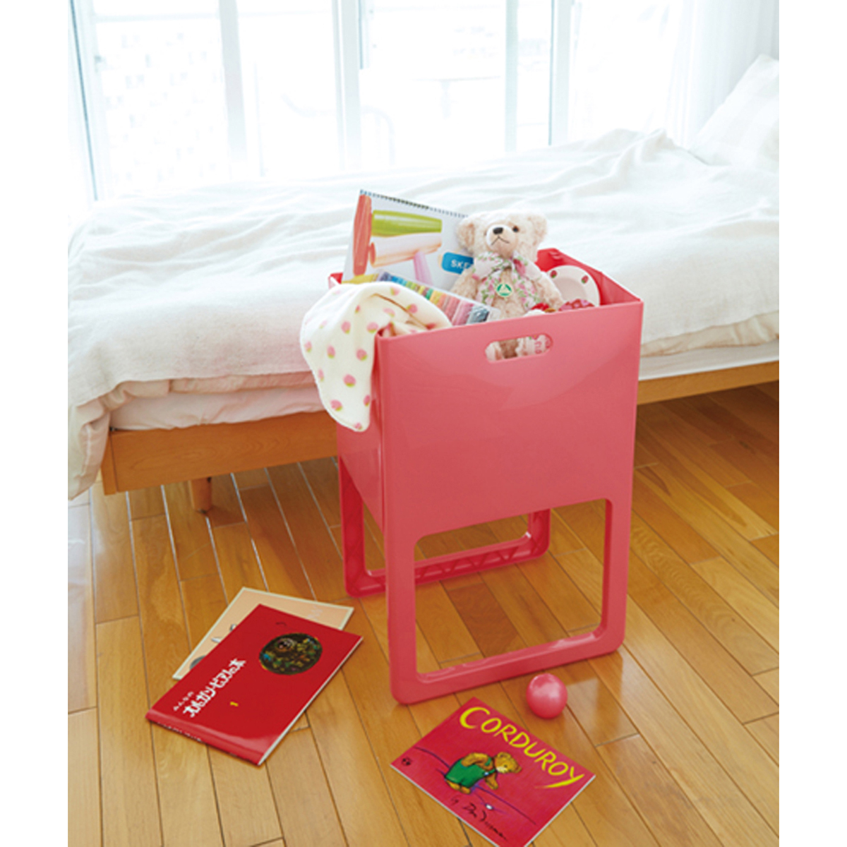 伊勢藤　折りたたみ＆脚付きバスケット　ＡＣＯＴ（アコット）　ピンク