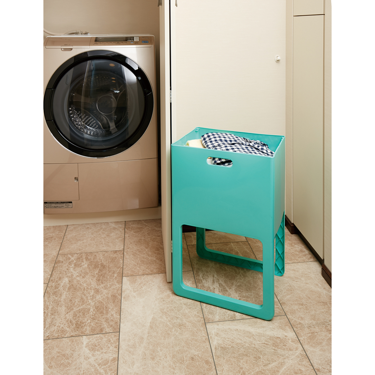 伊勢藤　折りたたみ＆脚付きバスケット　ＡＣＯＴ（アコット）　グリーン