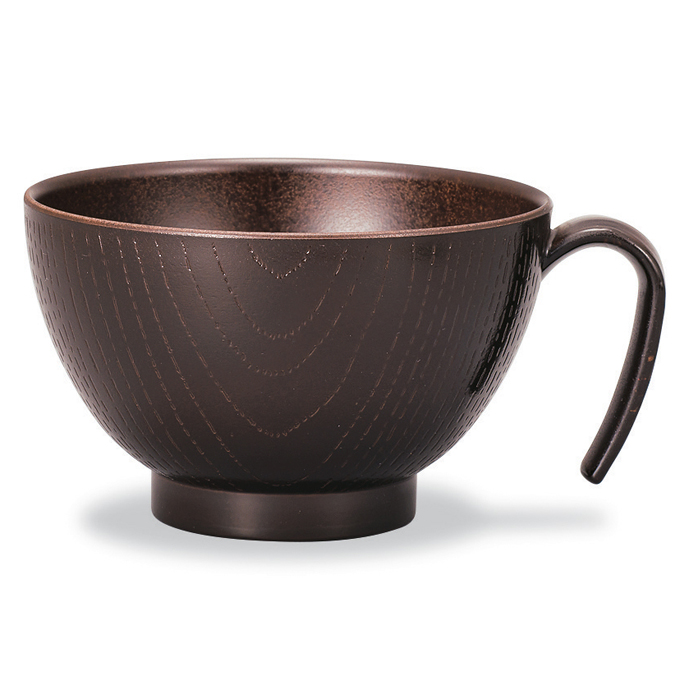 レンジ手付木目椀（L） ダークブラウン