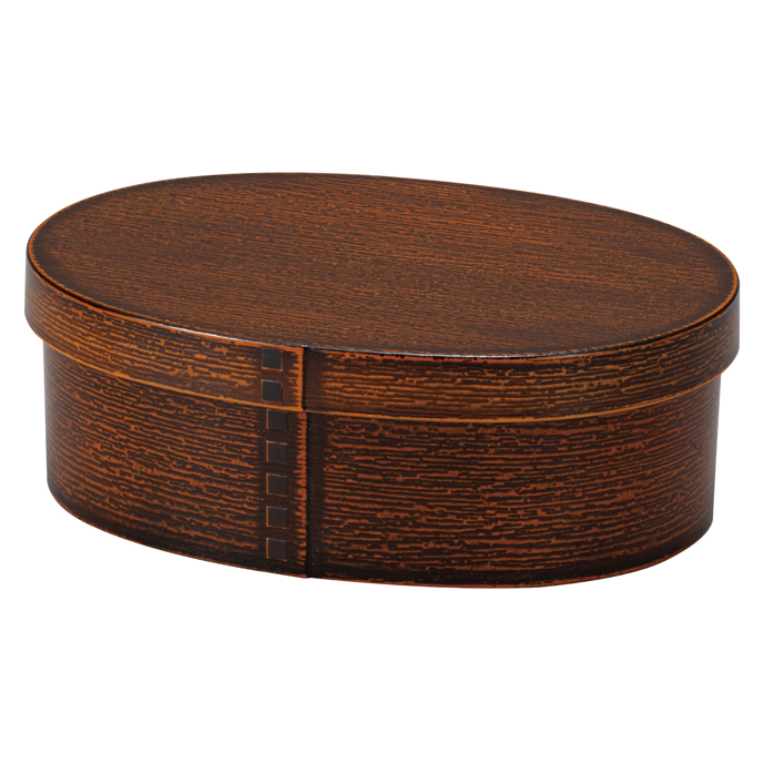 抗菌わっぱ小判一段ランチBOX（大） 茶