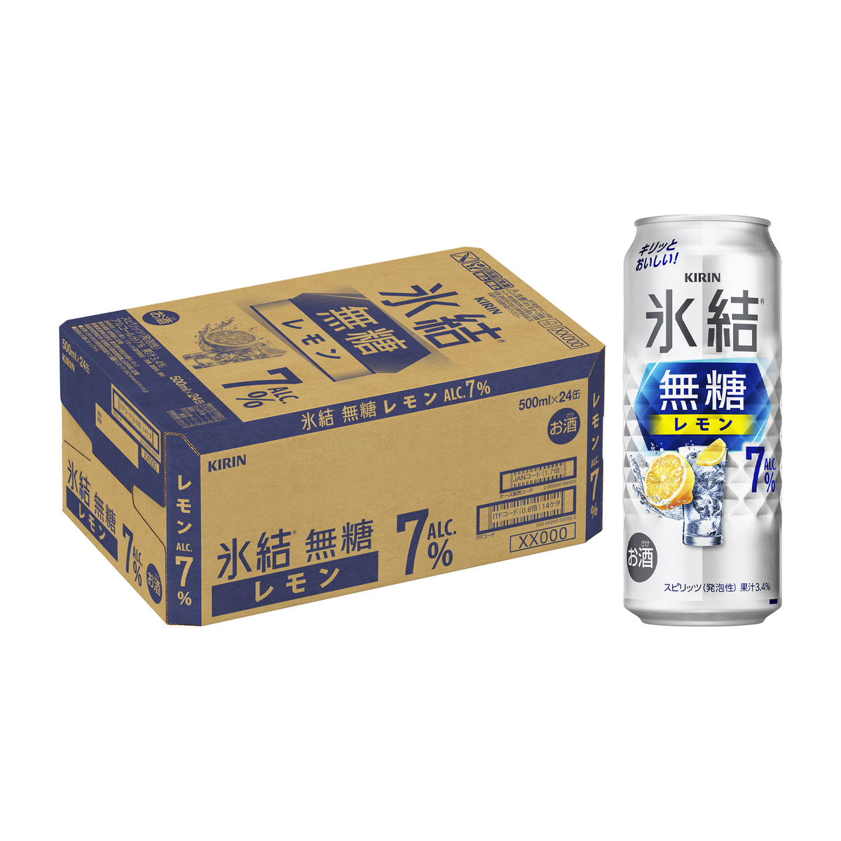 キリン　氷結　無糖レモン　７％　500ml缶【ケース24本】【チューハイ】