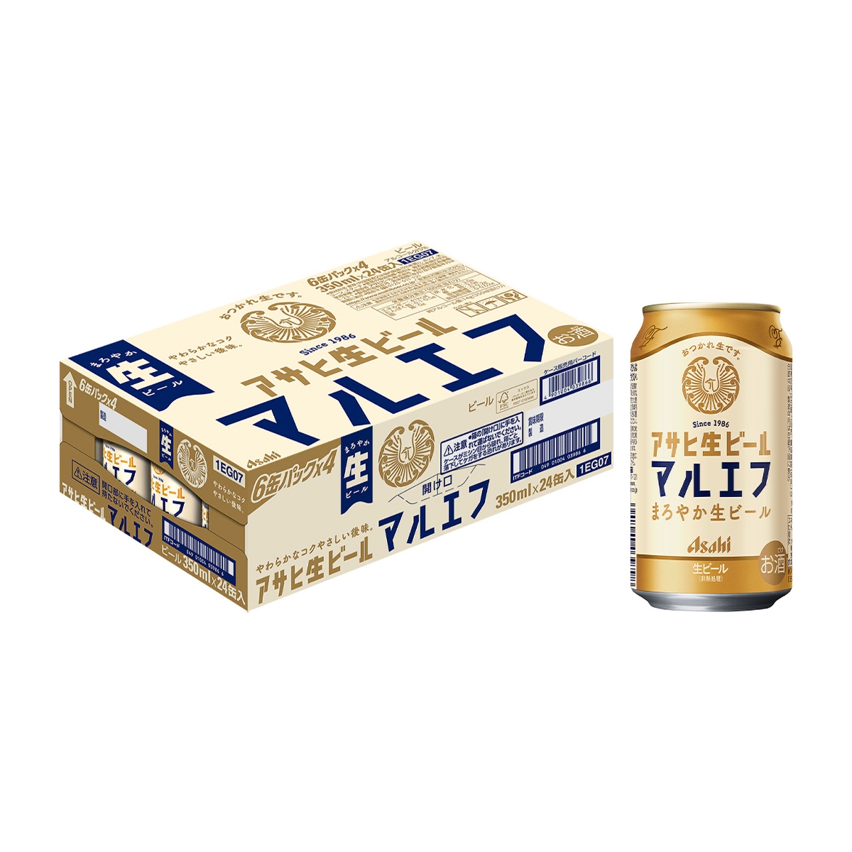 アサヒ 生ビール マルエフ 350ml缶 【ケース24本】 【ビール】 | かぜ