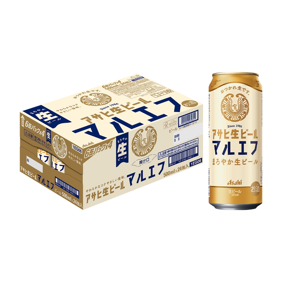 アサヒ 生ビール マルエフ 500ml缶 【ケース24本】 【ビール】 | かぜ