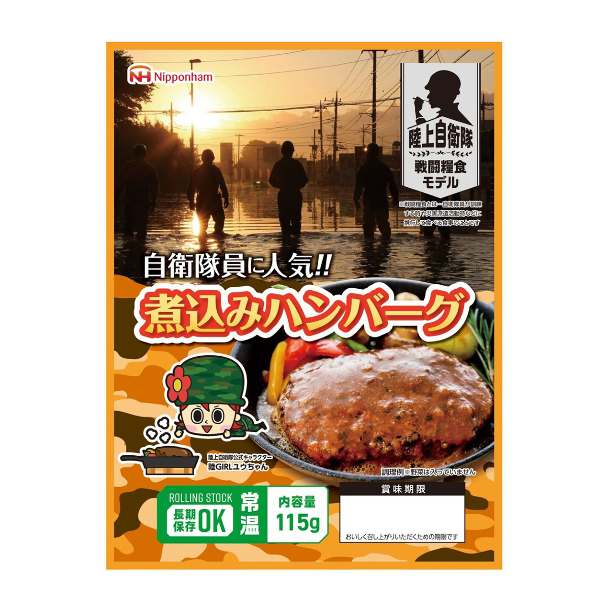 陸上自衛隊戦闘糧食モデル  防災食 煮込みハンバーグ115g