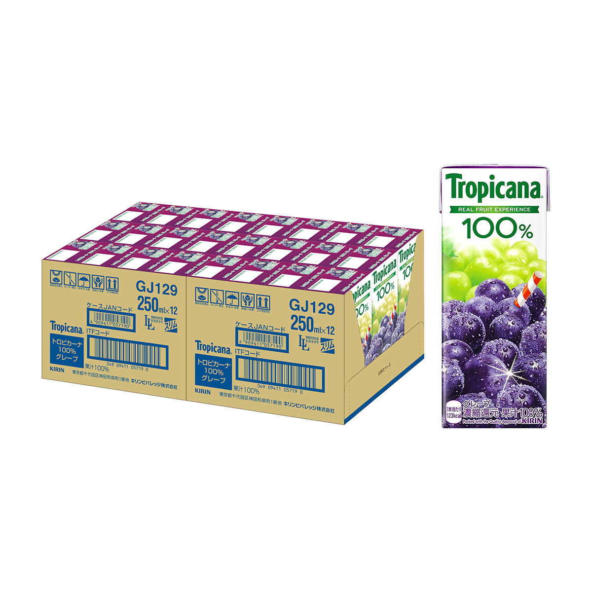 トロピカーナ　１００％　グレープ　ＬＬスリム250ml（ケース24本）
