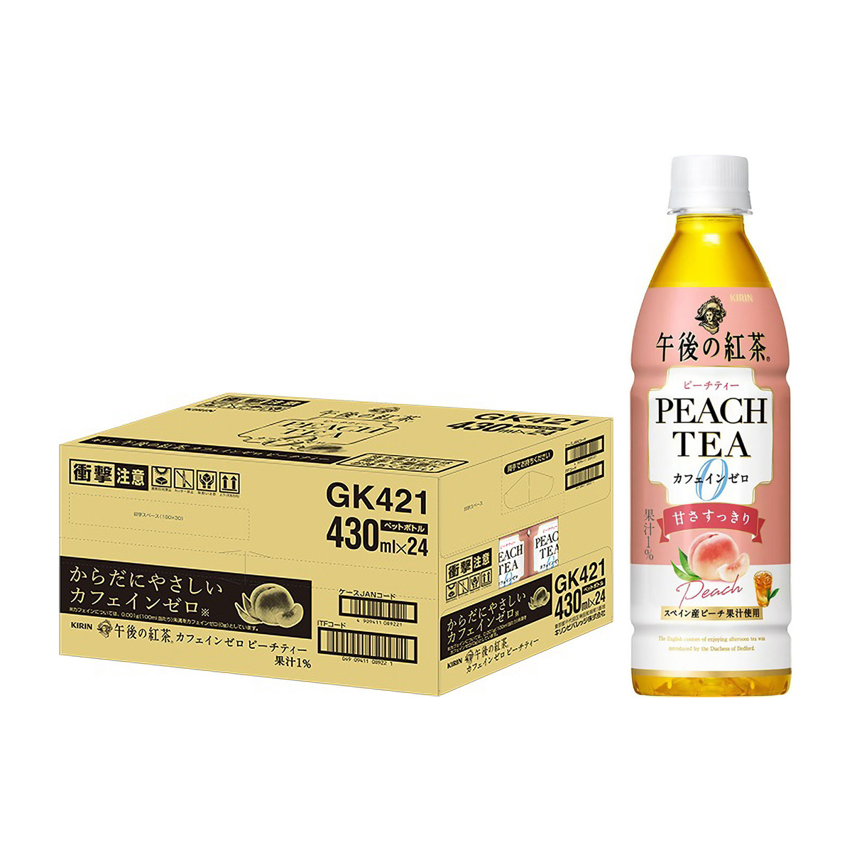 キリン午後の紅茶　カフェインゼロ　ピーチティー430mlPET（ケース24本）